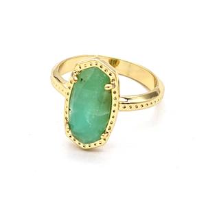 Gemstone Ring, Gold Plated, approx 9-16mm, 18mm dia