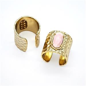 Gemstone Ring, Gold Plated, approx 9-16mm, 19.5mm, 18mm dia