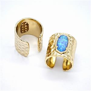 Gemstone Ring, Gold Plated, approx 9-16mm, 19.5mm, 18mm dia