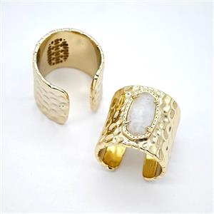 Gemstone Ring, Gold Plated, approx 9-16mm, 19.5mm, 18mm dia