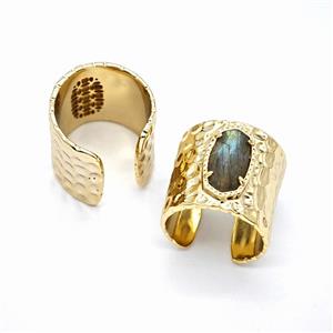 Gemstone Ring, Gold Plated, approx 9-16mm, 19.5mm, 18mm dia