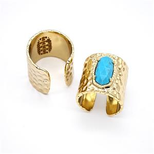 Gemstone Ring, Gold Plated, approx 9-16mm, 19.5mm, 18mm dia