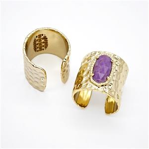 Gemstone Ring, Gold Plated, approx 9-16mm, 19.5mm, 18mm dia
