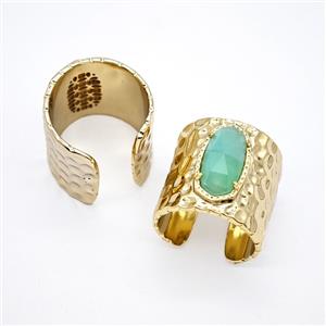 Gemstone Ring, Gold Plated, approx 9-16mm, 19.5mm, 18mm dia