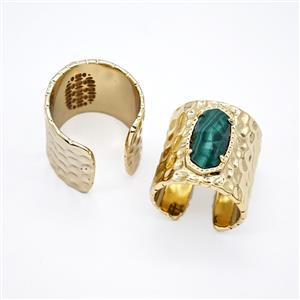 Gemstone Ring, Gold Plated, approx 9-16mm, 19.5mm, 18mm dia
