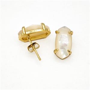 Gemstone Earring Studs, Gold Plated, approx 7-14mm