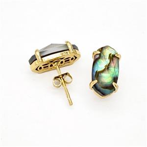 Gemstone Earring Studs, Gold Plated, approx 7-14mm