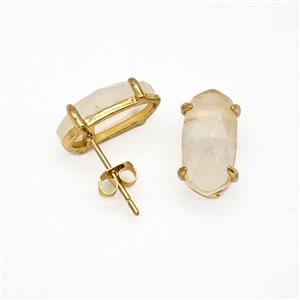 Gemstone Earring Studs, Gold Plated, approx 7-14mm