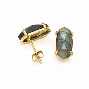 Gemstone Earring Studs, Gold Plated, approx 7-14mm