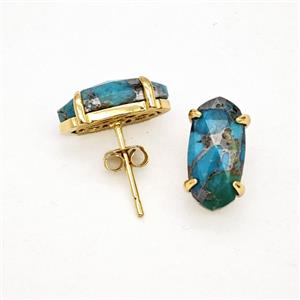 Gemstone Earring Studs, Gold Plated, approx 7-14mm