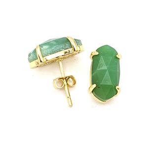 Gemstone Earring Studs, Gold Plated, approx 7-14mm