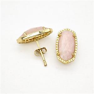 Gemstone Earring Studs, Gold Plated, approx 9-16mm