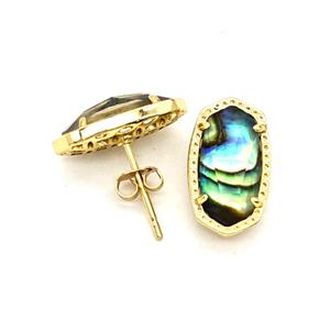 Gemstone Earring Studs, Gold Plated, approx 9-16mm