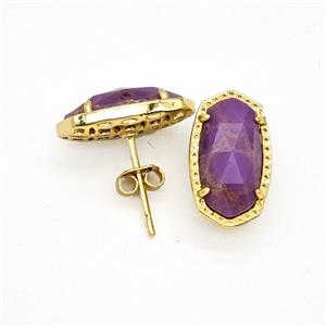 Gemstone Earring Studs, Gold Plated, approx 9-16mm