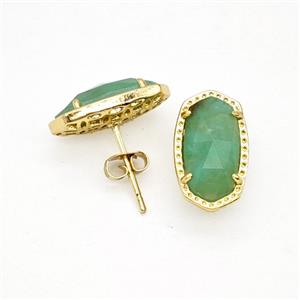 Gemstone Earring Studs, Gold Plated, approx 9-16mm