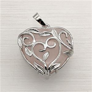 Pink Rose Quartz Heart Pendant, approx 27mm