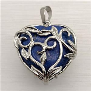 Blue Lapis Lazuli Heart Pendant, approx 27mm