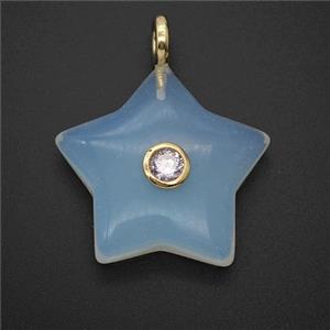 Opalite Star Pendant Pave Zirconia, approx 30mm