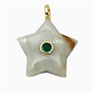 Chinese Amazonite Star Pendant Pave Zirconia, approx 30mm