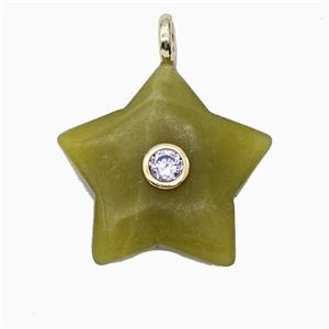 Lemon Jade Star Pendant Pave Zirconia, approx 30mm