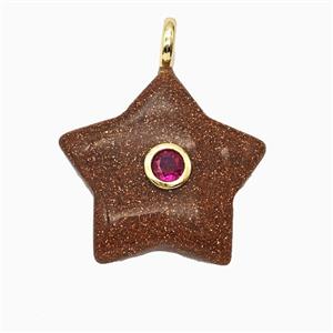 Golden Sandstone Star Pendant Pave Zirconia, approx 30mm