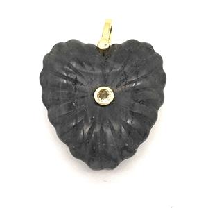 Labradorite Heart Pendant Pave Zirconia, approx 30mm