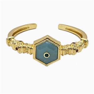 Copper Bangle Pave Amazonite Gold Plated, approx 25mm, 50-60mm dia