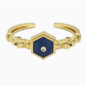 Copper Bangle Pave Sodalite Gold Plated, approx 25mm, 50-60mm dia