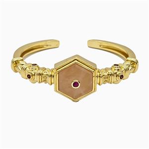 Copper Bangle Pave Moonstone Gold Plated, approx 25mm, 50-60mm dia