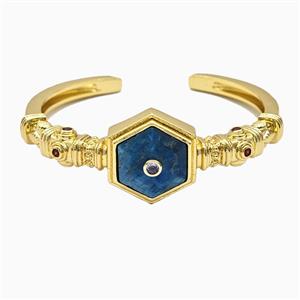 Copper Bangle Pave Apatite Gold Plated, approx 25mm, 50-60mm dia