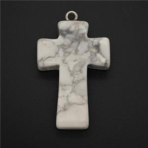 White Howlite Turquoise Cross Pendant, approx 20-30mm