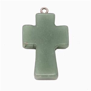 Green Aventurine Cross Pendant, approx 20-30mm