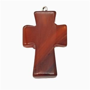 Red Dye Agate Cross Pendant, approx 20-30mm