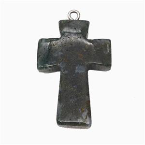 Indian Agate Cross Pendant, approx 20-30mm