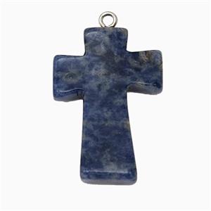 Blue Dalmatian Jasper Cross Pendant, approx 20-30mm