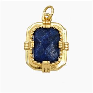 Blue Dye Jade Rectangle Pendant Gold Plated, approx 13-16mm