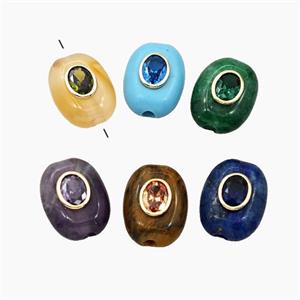 Gemstone Bead Pave Zircon, approx 15-20mm