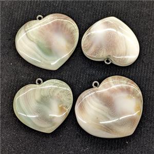 Natural Sea Shell Heart Pendant, approx 30-38mm