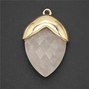 Rose Quartz Leaf Pendant, approx 15-20mm