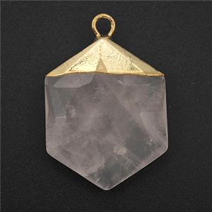 Rose Quartz Hexagon Pendant, approx 20-25mm