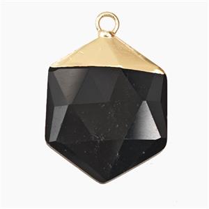 Black Obsidian Hexagon Pendant, approx 20-25mm