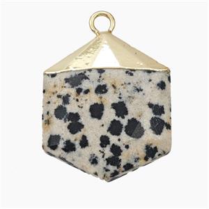 Black Dalmatian Jasper Hexagon Pendant, approx 20-25mm
