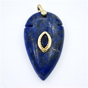 Blue Lapis Lazuli ArrowHead Pendant Pave Zirconia, approx 20-35mm