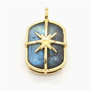 Labradorite Rectangle Pendant Gold Plated, approx 16-20mm