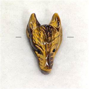 Natural Tiger Eye Stone Foxhead Pendant, approx 22-40mm