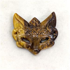 Natural Tiger Eye Stone Foxhead Connector, approx 33-35mm