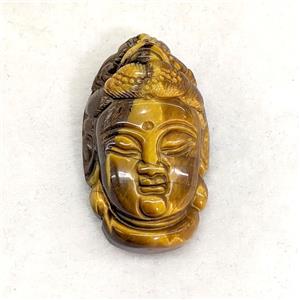 Natural Tiger Eye Stone Buddha Pendant, approx 24-42mm