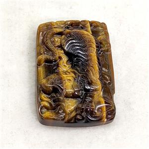 Natural Tiger Eye Stone Pendant Tiger Carved, approx 28-39mm