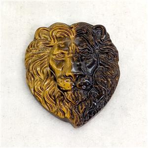 Natural Tiger Eye Stone Lionhead Pendant Carved, approx 36-42mm