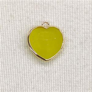 Lemon Jade Heart Pendant Faceted Olive, approx 15mm
